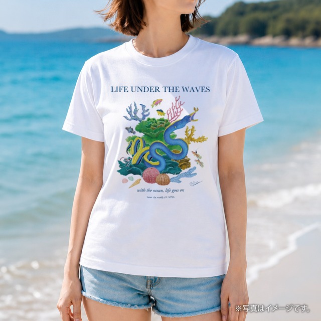 海の生きもの半袖Tシャツ（ハナヒゲウツボ）｜LIFE UNDER THE WAVES Model-13
