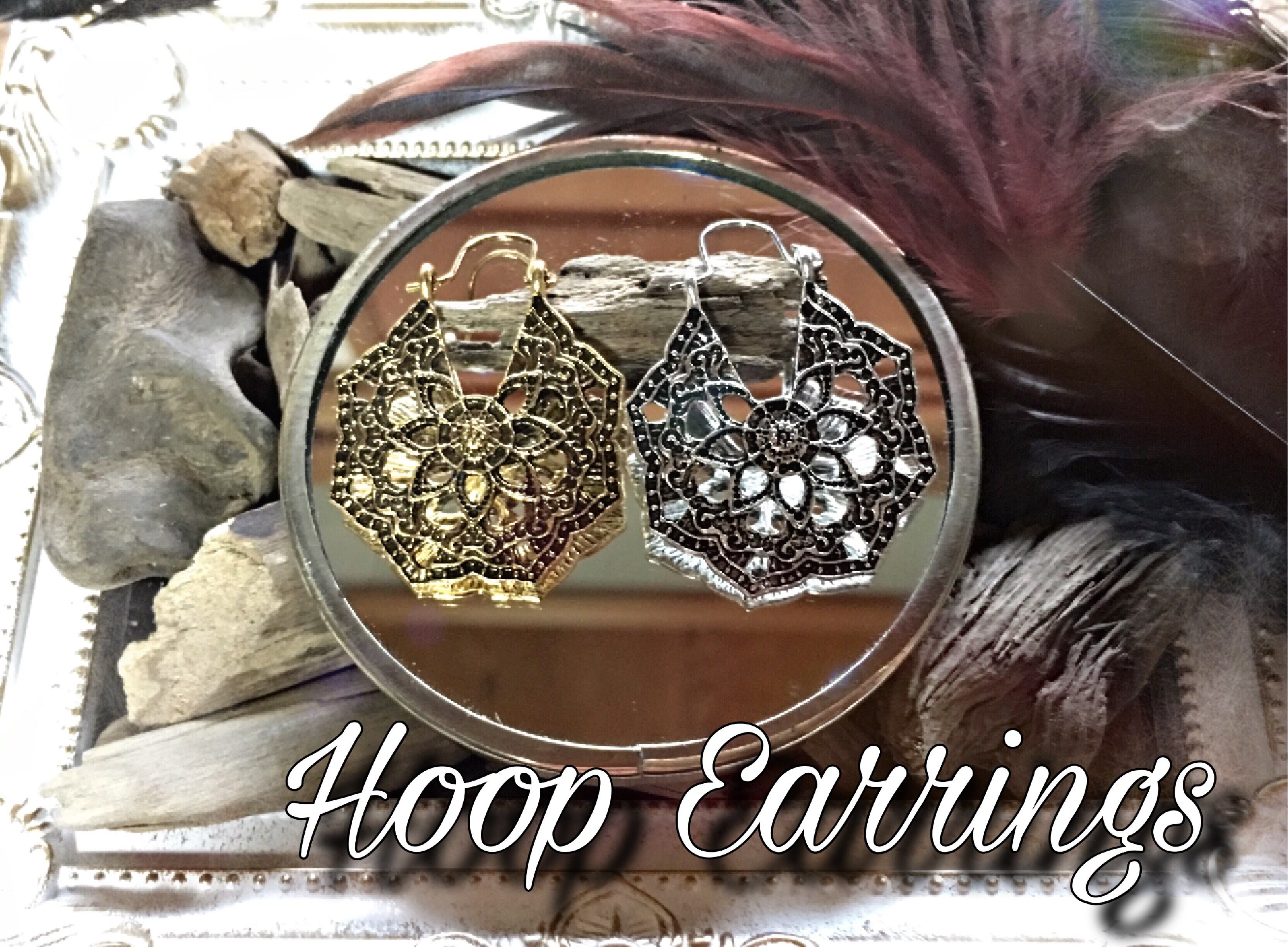 1ペア インカピアス フックピアス フープピアス エスニック アジアン ボヘミアン フラワー