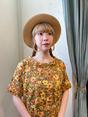 60's orange flower print  dress
