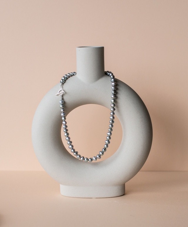 （special　collaboration）グレー淡水パール×silver925チェーン４wayネックレス