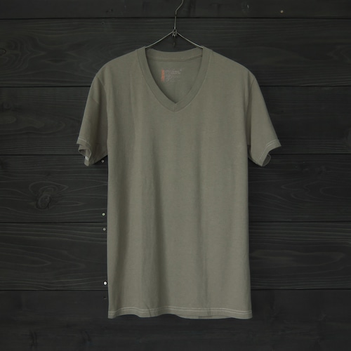 Hanes VネックT Khaki M★