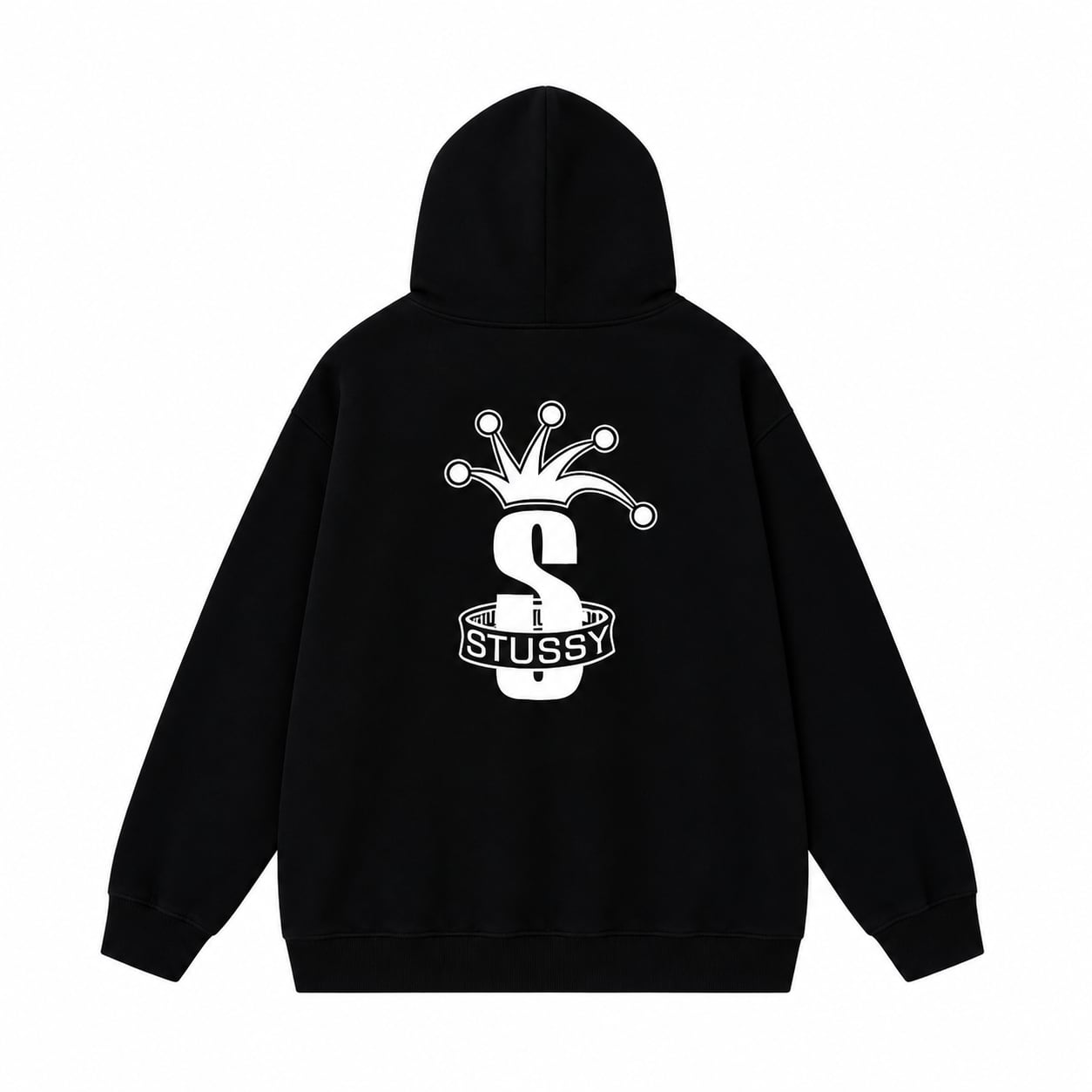 STUSSY ステューシー ジップアップパーカー 海外限定 背面ピエロ王冠 S
