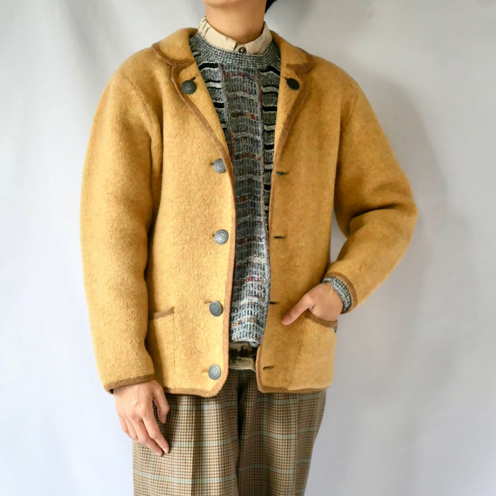 STAPF シュタップ　チロリアンジャケット　イエロー　ノーカラー STAPF チロリアンジャケット オーストリア製 イエロー シュタッフ