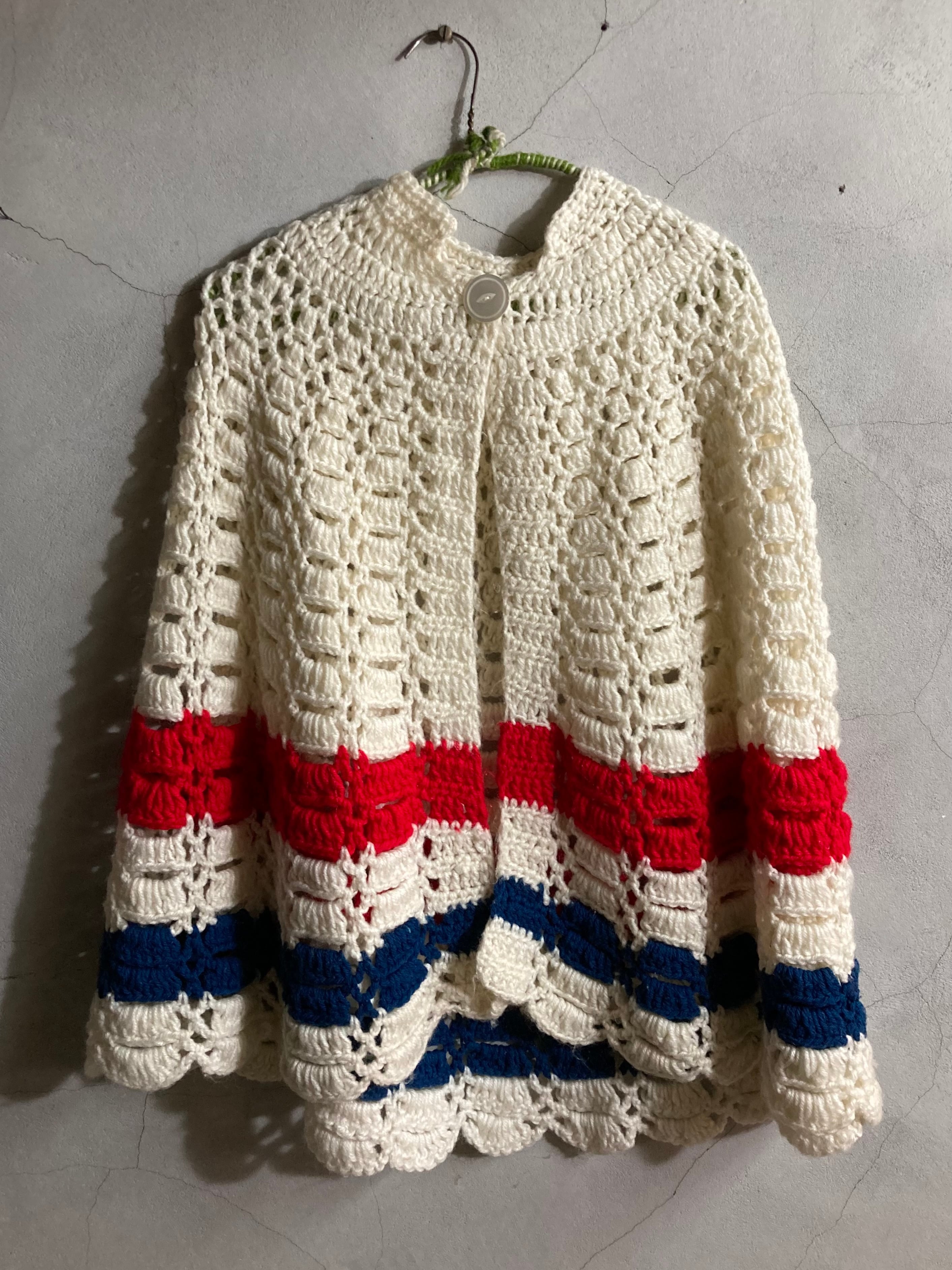 70s VINTAGE HAND MADE KNIT PONCH ハンドメイドポンチョ