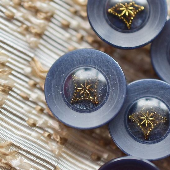 ひし形ゴールドフラワー×ディープネイビー 14.5㎜