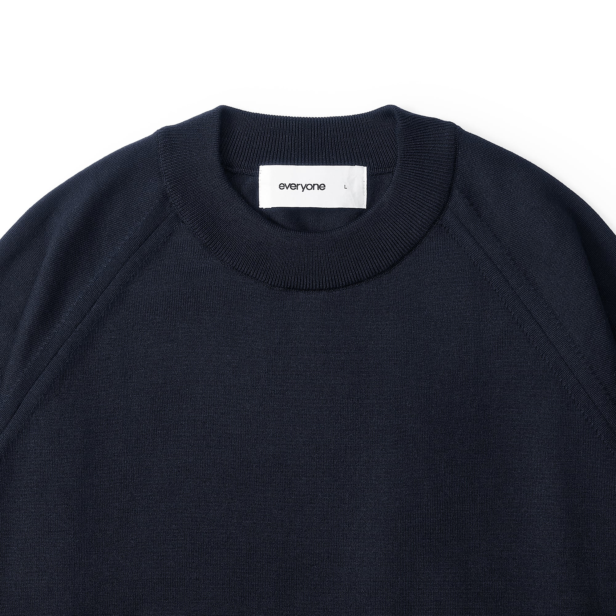 everyone cotton silk high gauge knit crew sweater (NAVY) | everyone