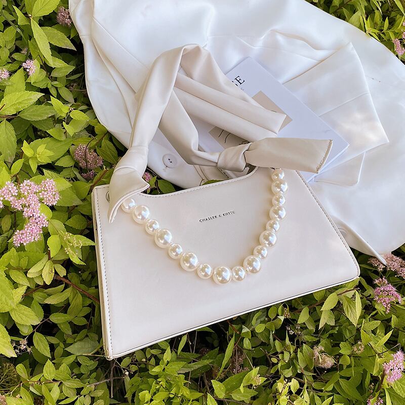 サマーパールチェーン シングル 夏物 真珠 スクウェア メッセンジャーバッグ Tiancai_Wing_Bag38424588247