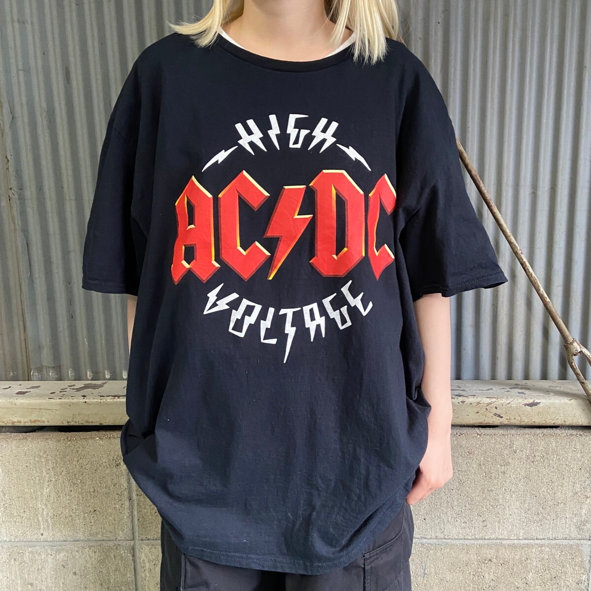 ビッグサイズ AC/DC エーシーディーシー バンドTシャツ メンズ3XL 古着 フロントロゴプリント ブラック 黒 【Tシャツ】【AN20】 |  cave 古着屋【公式】古着通販サイト