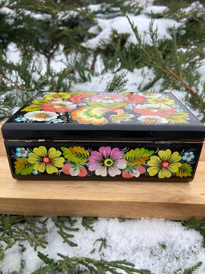 ペトリキフカ塗り　ジュエリーボックス 15сm（ホメンコ作）