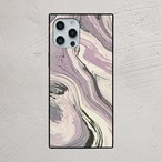 受注生産 iPhoneケース ラベンダーグレーの流線マーブル｜紙マーブリング MARB042B