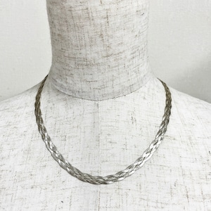 Vintage 925 Silver Braided Snake Chain Necklace Made In Czechoslovakia