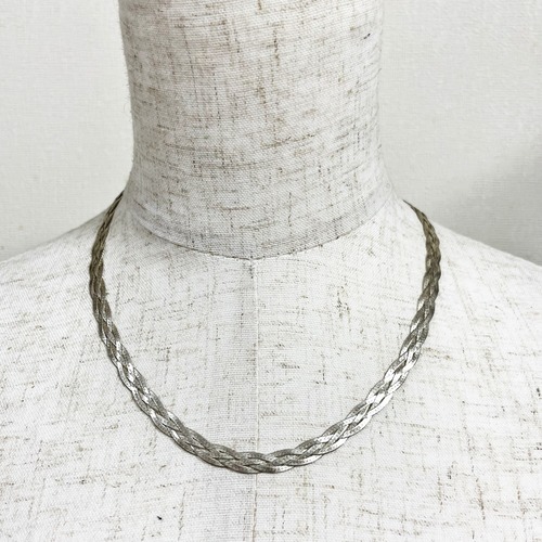 Vintage 925 Silver Braided Snake Chain Necklace Made In Italy