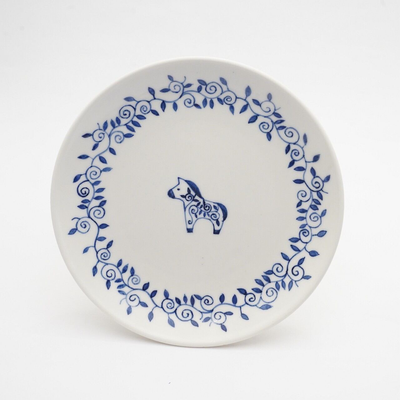 【久保島 利恵】幸せを呼ぶ馬 青唐草 中皿 A-3