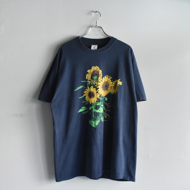 【VINTAGE】"Sunflower" 90's~ Double Side Printed T-shirt s/