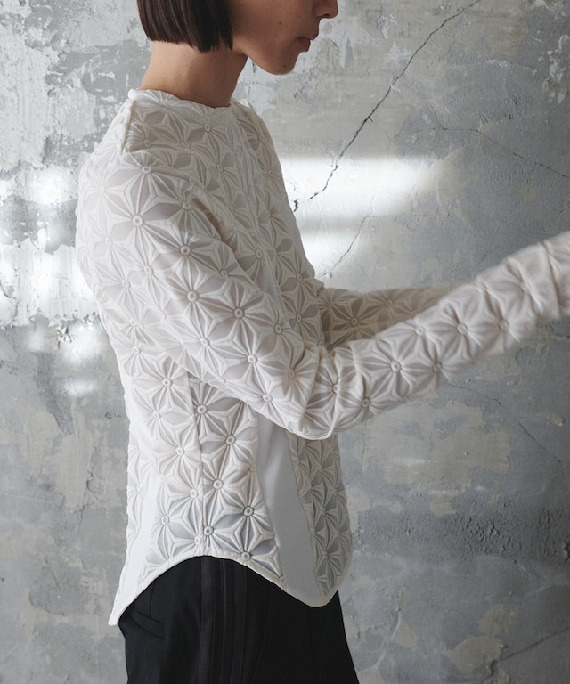 LACE PRINT SHEER TOPS (IVORY)