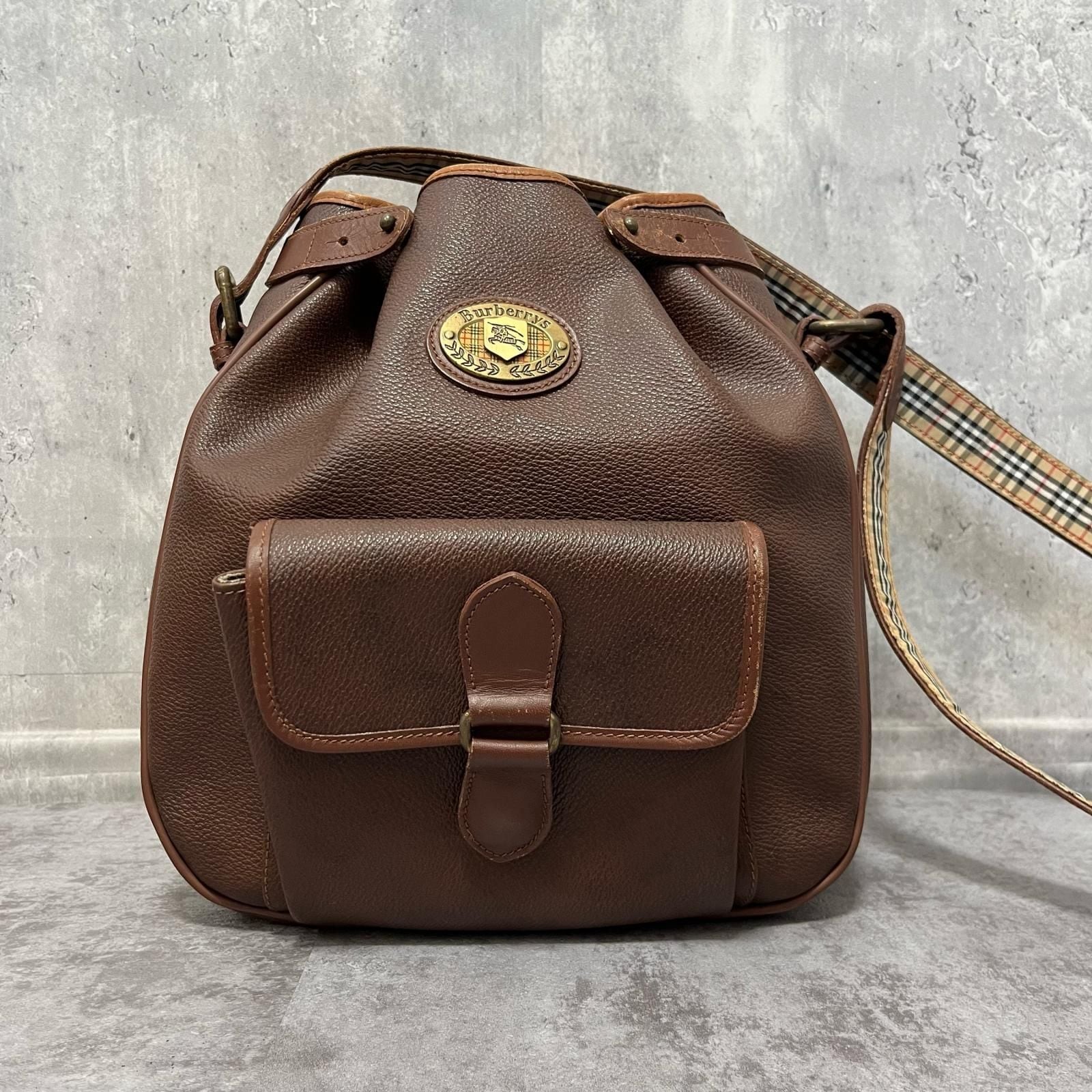 BURBERRY ブラウン レザー ショルダーバッグ BURBERRYブラウンレザー
