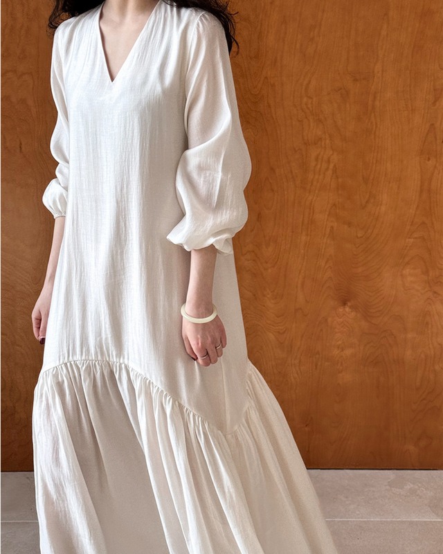 ギャザーロングワンピース　3117