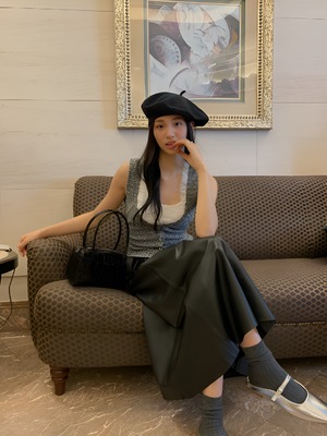 French lady style bow knit vest【H00046】