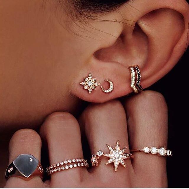ピアス レディース ピアス4個 指輪5個 合計9点セット 月 星 リング アクセサリーセット ピアス 片耳用 セット プレゼント