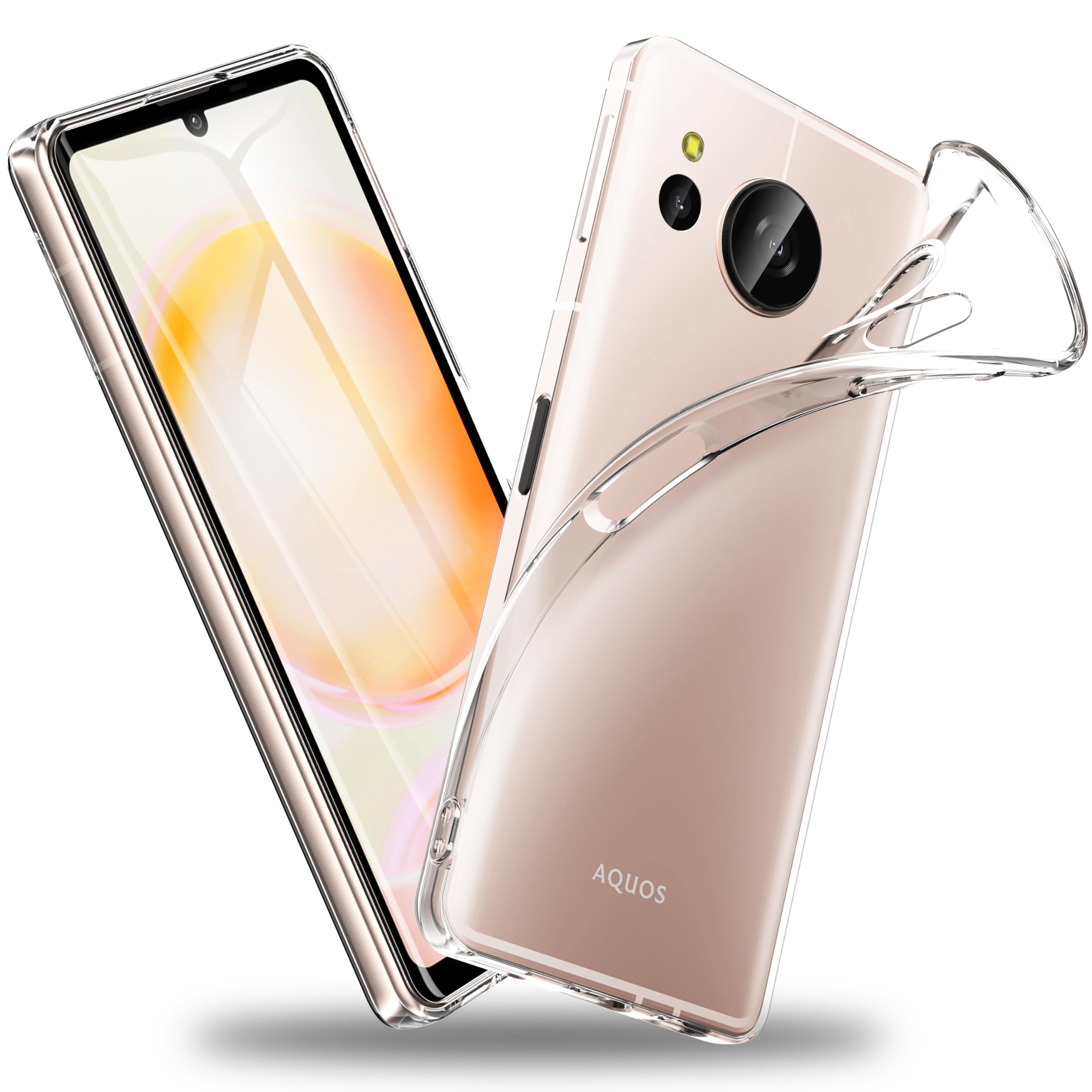 【努力特価】AQUOS sense8 用 ケース クリア 薄型 SH-54D | SHG11 ドイツバイエル製TPU素材 超耐衝撃 全透明 黄変防止 レンズ保護 指紋防止 ストラップホール付き アクオスセン8 用カバー クリスタル・クリア