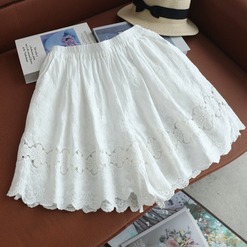 2色/カットワーク刺繍キュロットペチパンツ ・12078