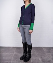 【直営店限定ITEM】バイカラーVネックニットカーディガン (NAVY) CQ-47122H
