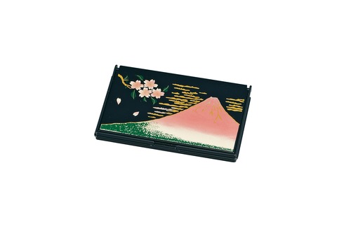 36-2510 携帯名刺＆カードケ－ス 黒 赤富士 Portable Business Card Case w Mt.Fuji