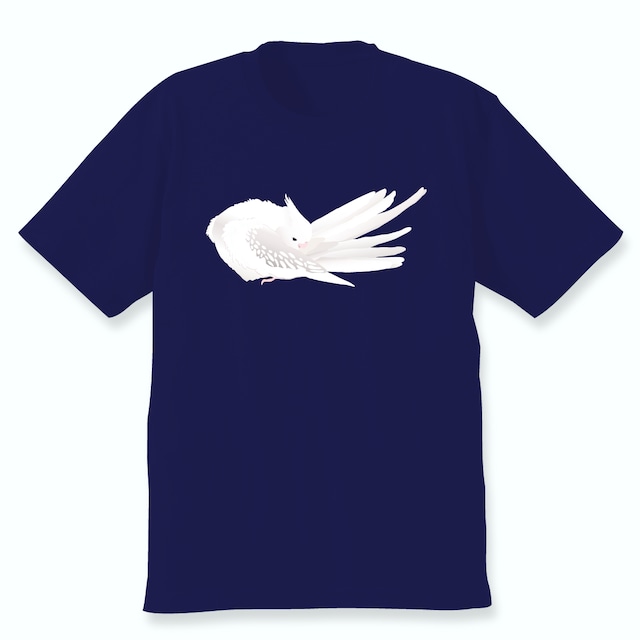 羽づくろうオカメインコTシャツ（ホワイトフェイスシナモンパールパイド）ネイビー