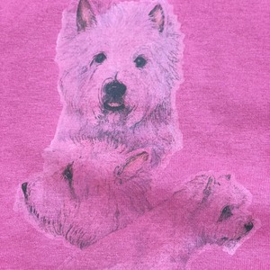 【JERZEES】90s USA製 アニマルプリント Tシャツ 犬 ワンちゃん L 半袖 ピンク US古着