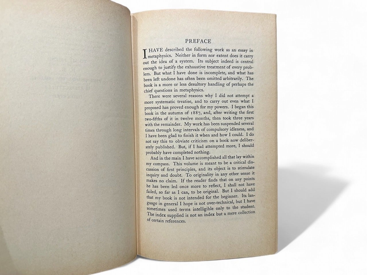 SFF006】APPEARANCE AND REALITY A Metaphysical Essay / F, H