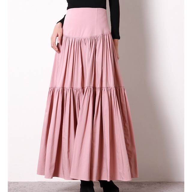 High waist tiered pink skirt A691