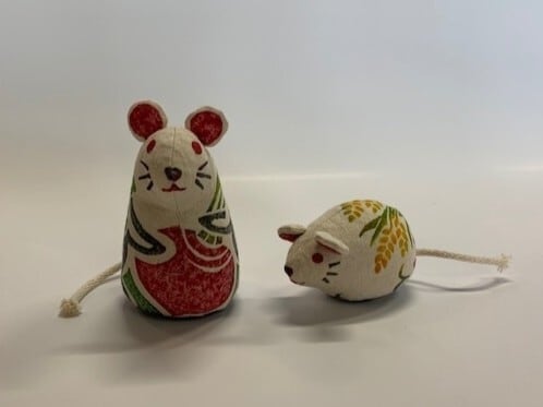 子 （ね）（ネズミ）干支 木版手染めぬいぐるみ | 真工藝 （真工芸）