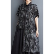 アシンメントリーヘム プリントシャツ  30018