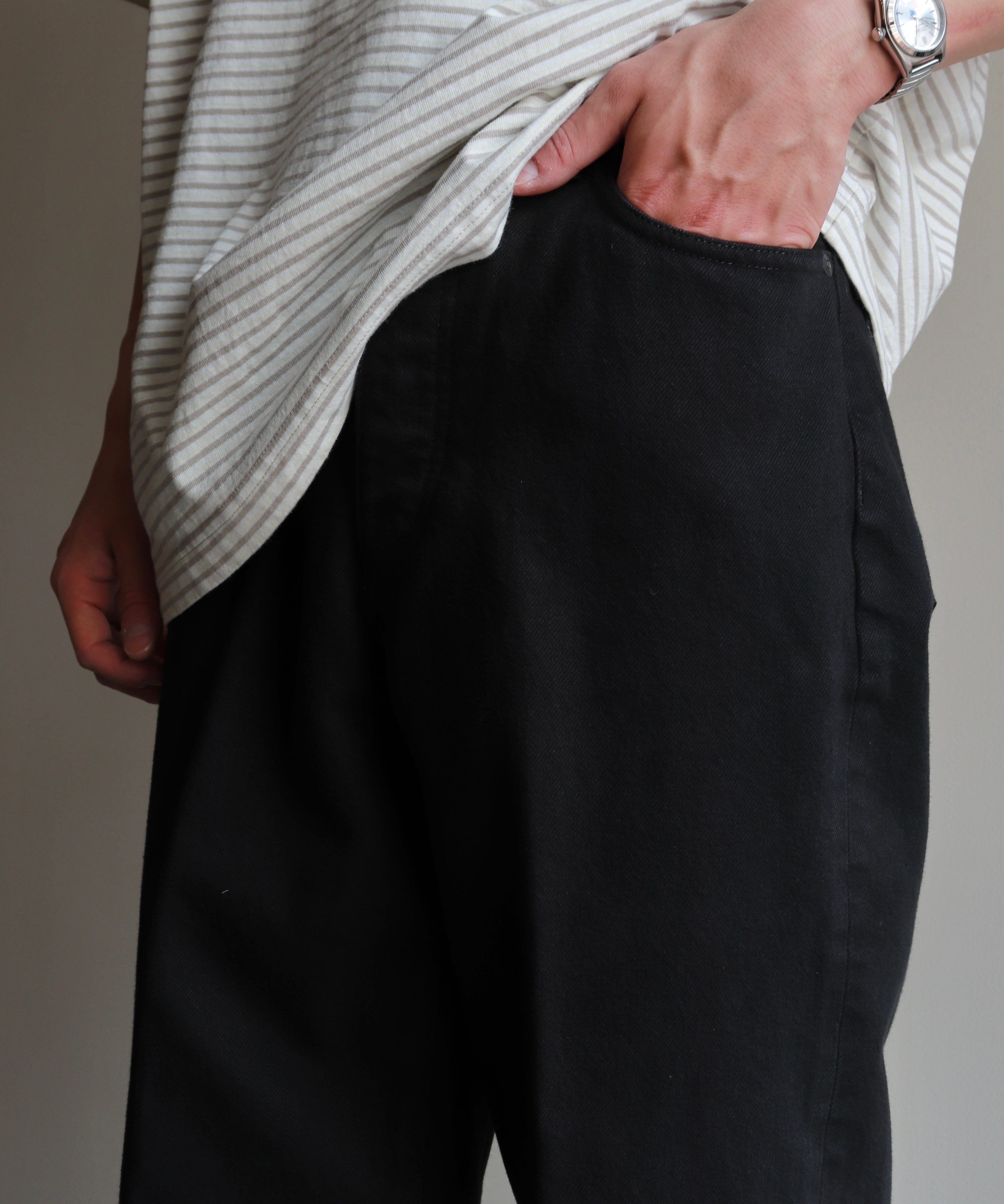 TANAKA / ST-2 THE JEAN TROUSERS (OVERDYE BLACK) | AfterSchool