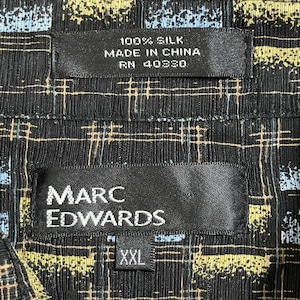 【MARC ADWARDS】半袖シャツ 柄シャツ 総柄 オールパターン シルク silk 2XL ビッグサイズ US古着