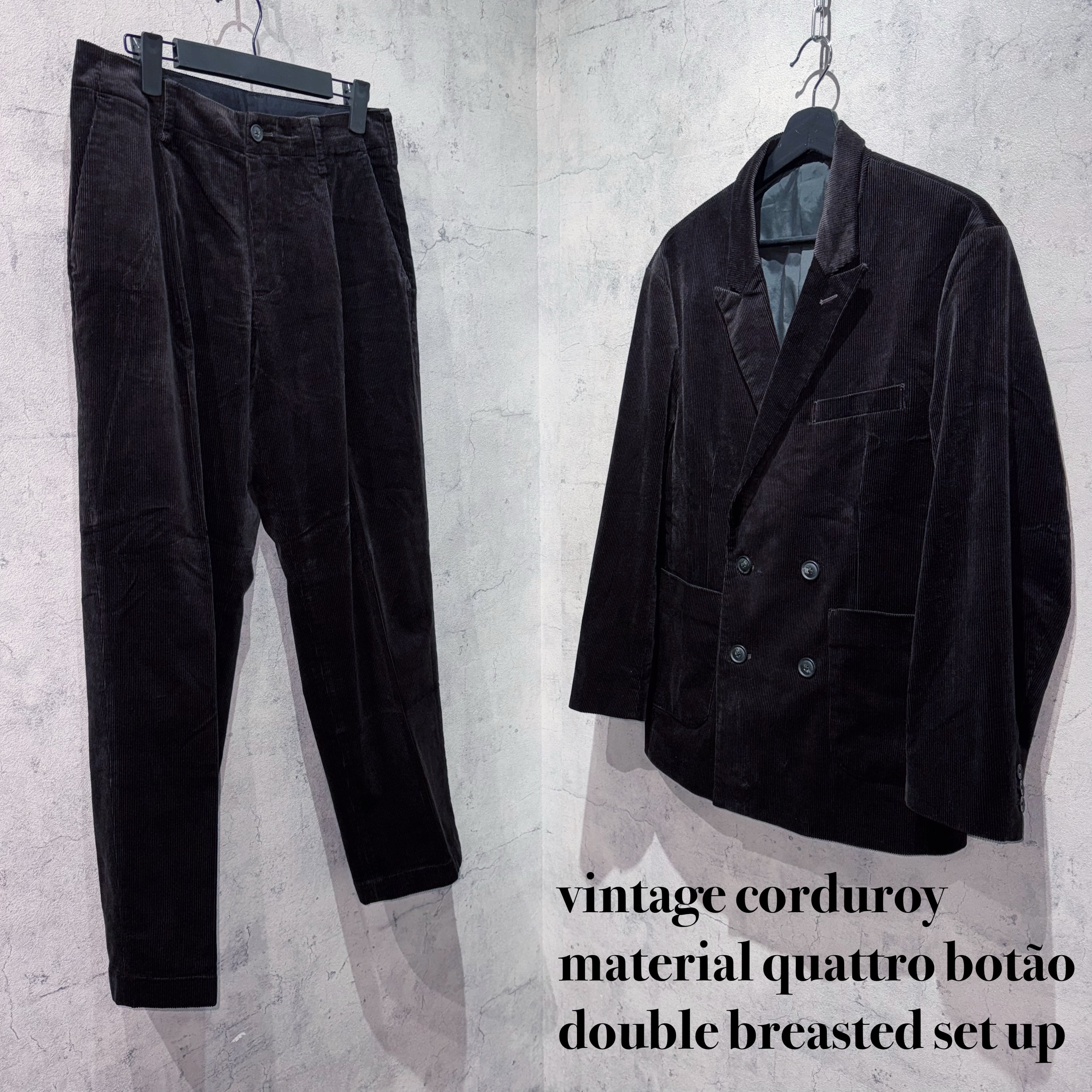 vintage corduroy material quattro botão double breasted set up