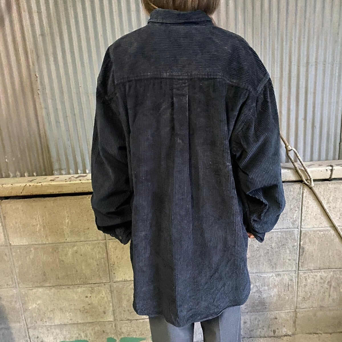 OUTFITTERS ボタンダウン コーデュロイシャツ メンズXL 古着 ブラック