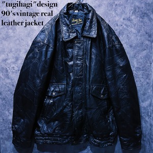 【doppio】"tugihagi"design 90's vintage real leather jacket