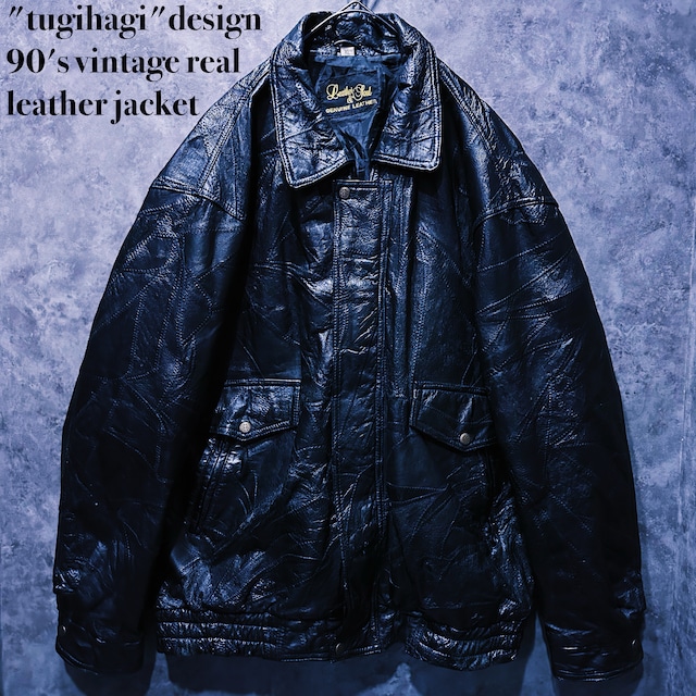 【doppio】"tugihagi"design 90's vintage real leather jacket