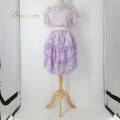 社交ダンス 衣装 PROCEEDS プロシーズ セットアップ 上下セット パープル系 レオタード トップス スカート 花柄 フリル かわいい 淡い 練習 レッスン ダンス衣装 イベント ステージ パーティー おしゃれ 華やか