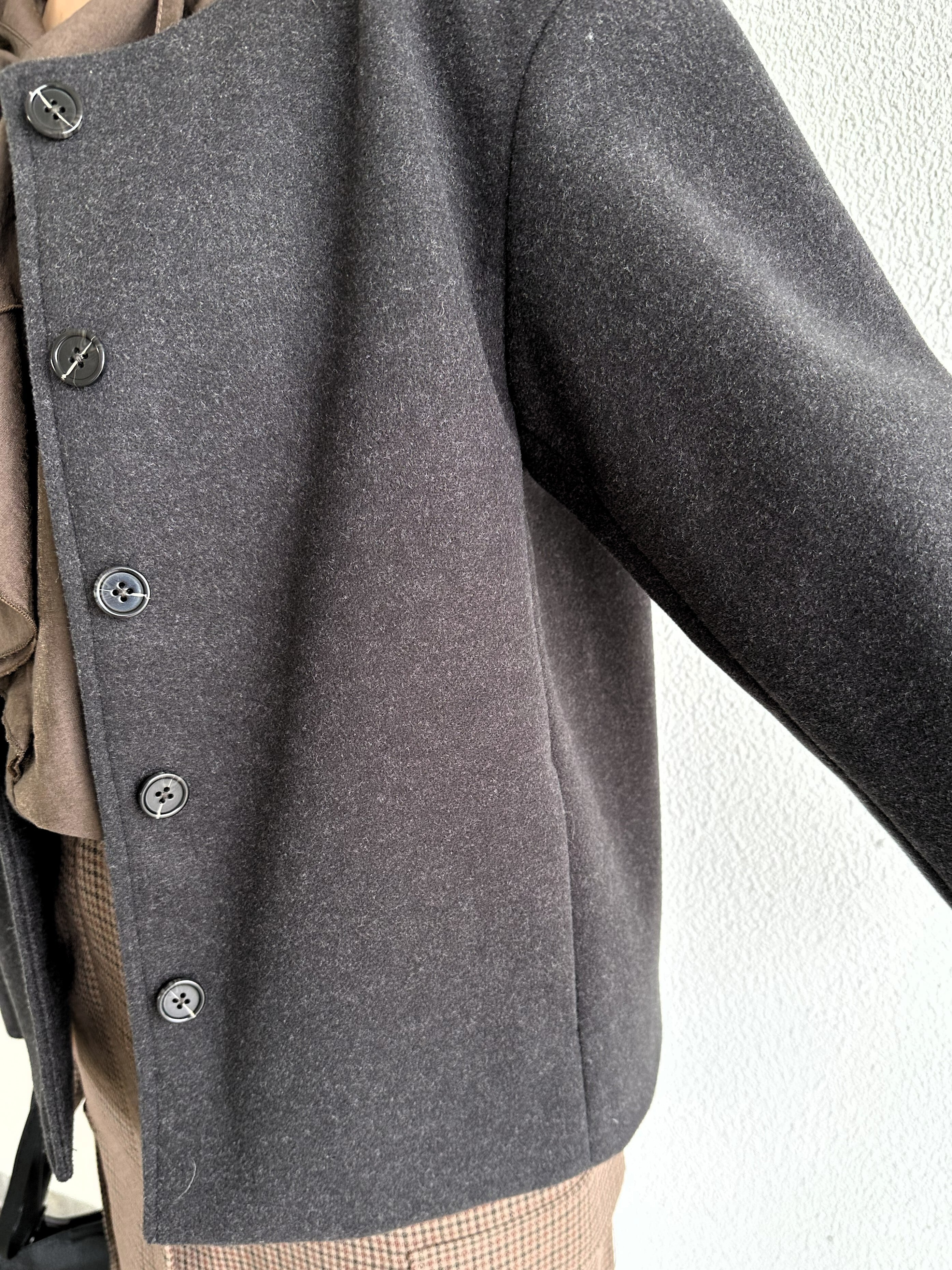 9286KT】ウールライクメルトンノーカラージャケット (9105-57029