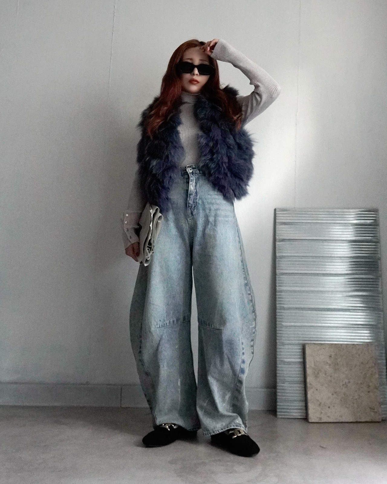 Rabbit lagoonrammix fake fur VT/Navy
