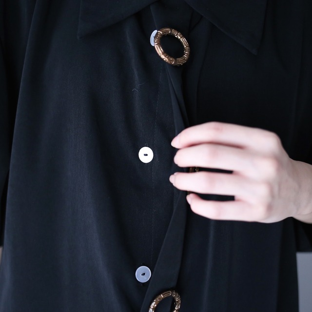 3-design ring decoration fly-front minimal mode h/s shirt