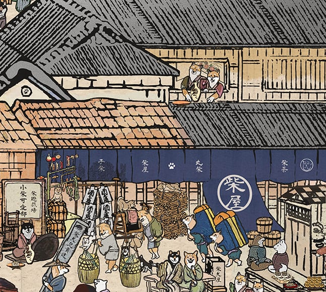 A3ポスター】 江戸の柴犬達（Shiba Inu dogs of the Edo period