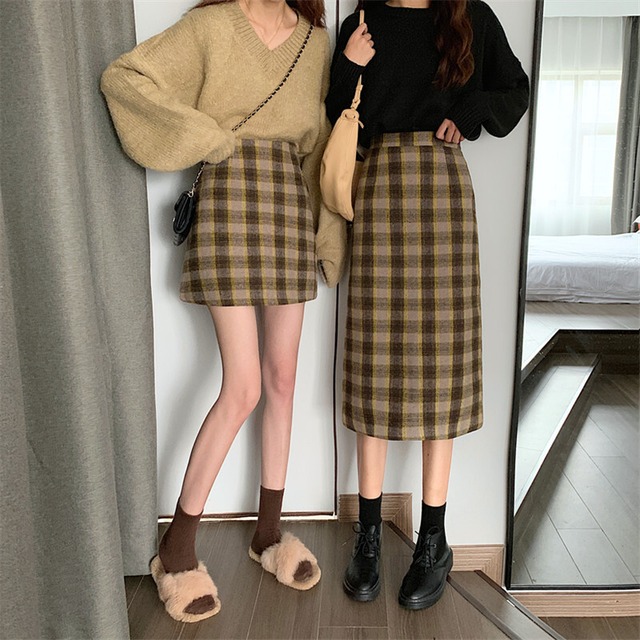【MumuIns 】 秋新作クラシカルチェック柄スカート　A0390
