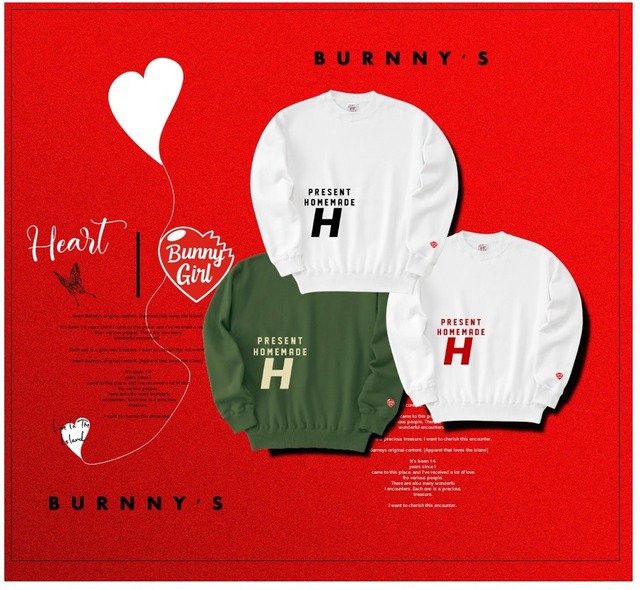 NEW♡HEART×BunnyGirlスエット：3色：110-XL