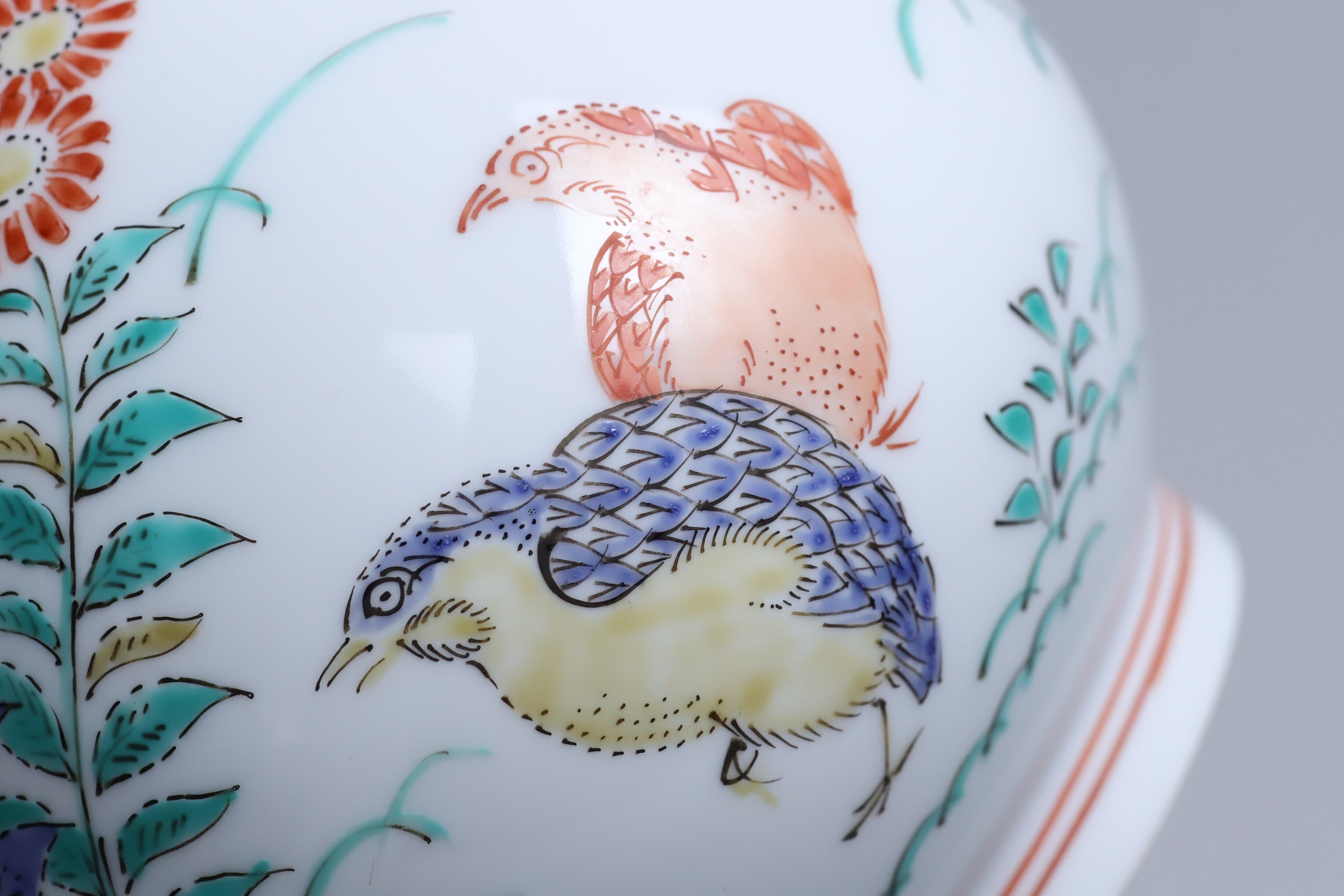 十四代酒井田柿右衛門　錦秋草鶉文花瓶　共箱　美品　柿右衛門　有田焼【正一古美術】 十四代酒井田柿右衛門 錦秋草鶉文花瓶 共箱 美品 柿右衛門 有田焼 | 正