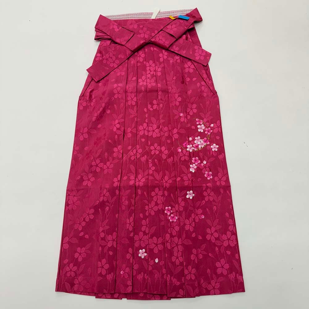 袴 L size 紐下丈95cm 行灯袴 卒業袴 女性用袴 刺繍 ピンク 中古 5207