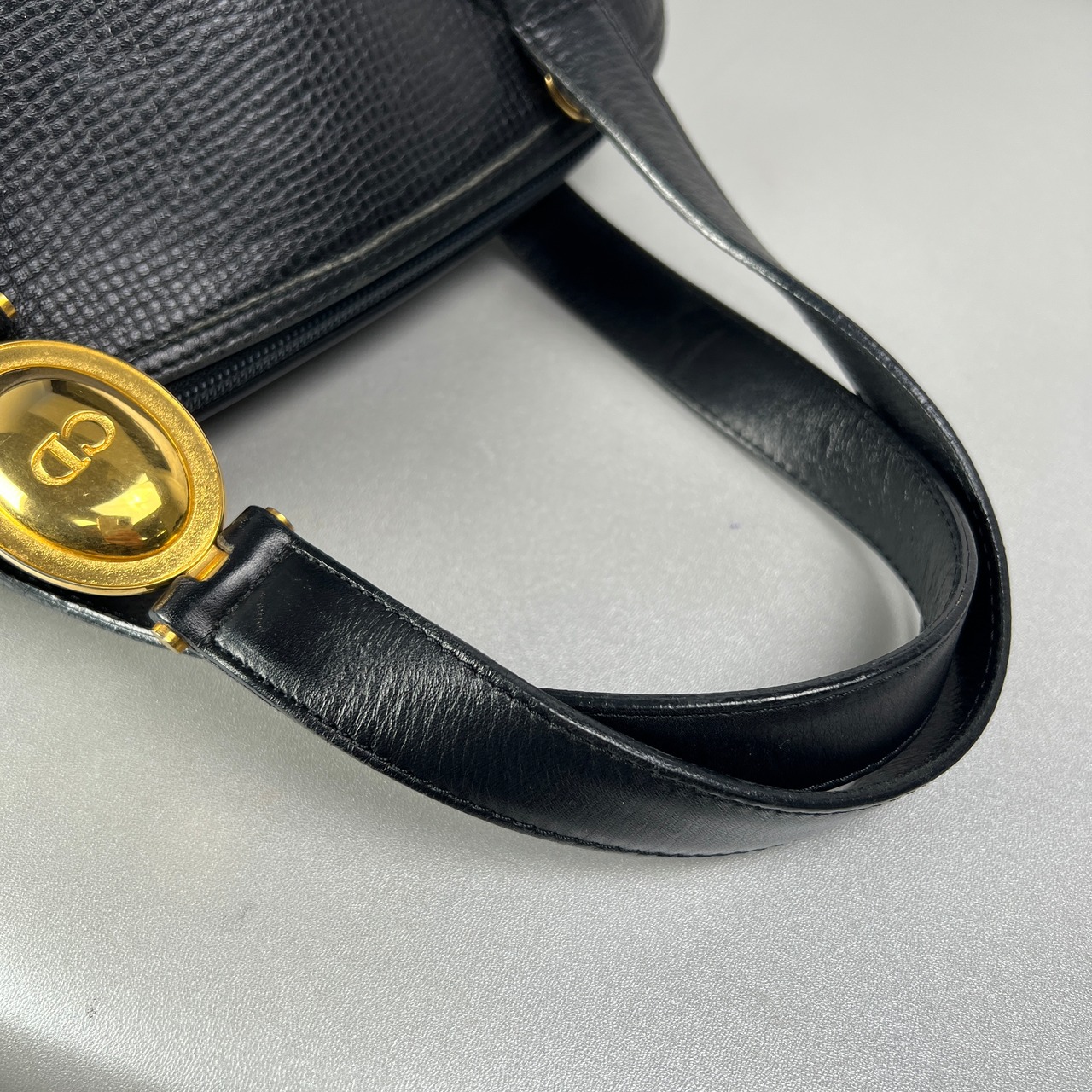 DIOR ディオール CD ロゴ 金具２WAY レザー ショルダーバッグ 黒 A-12894