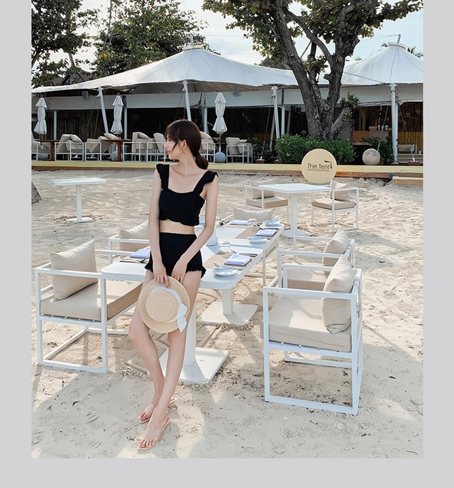 水着 ビキニ ビスチェ水着 レディース ハイウエスト フリル レースアップ バックシャン 体型カバー 着痩せ 韓国 ガーリー オルチャン ファッション Mitsuki32 12